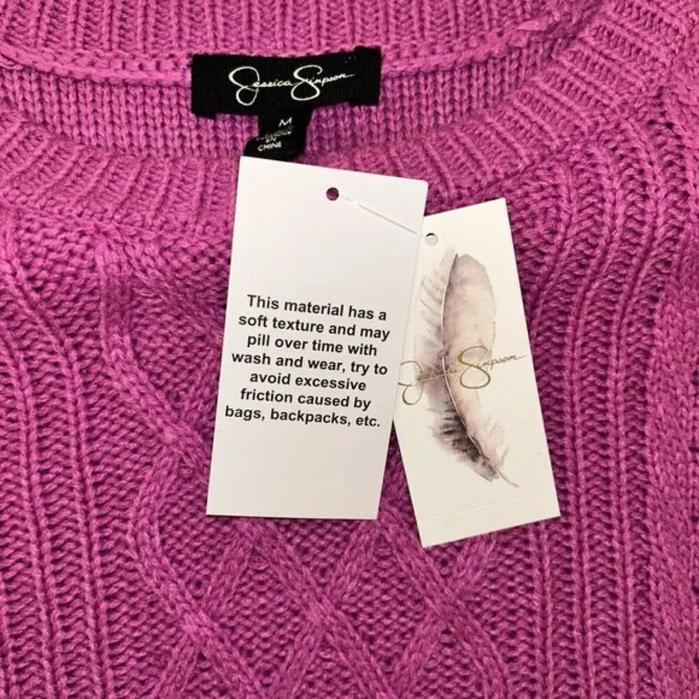 Jessica Simpson Ruffled Pullover Sweater Womens Small‎ Rosebud Cable Knit NEW